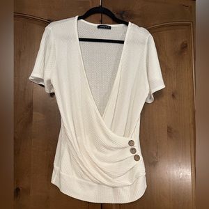 Deep V, waffle knit shirt.